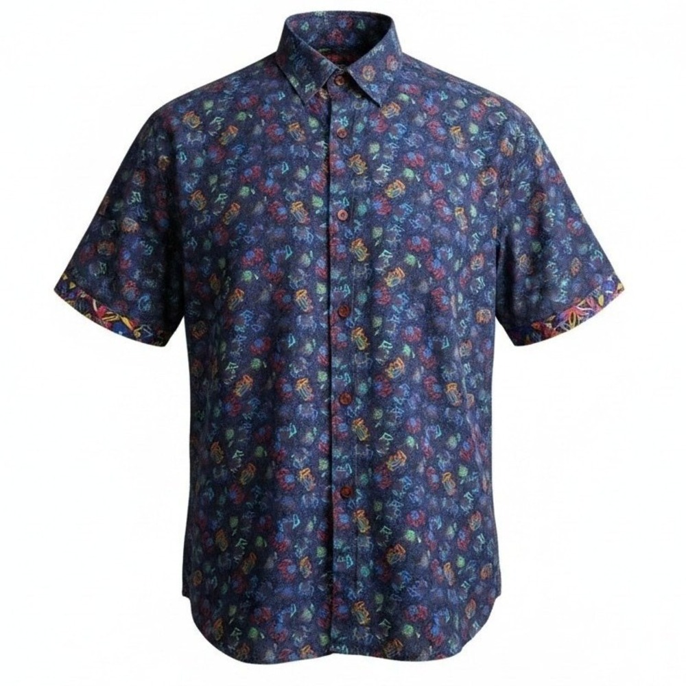 Robert Graham Elephant Print Silk Mens size Medium Classic Old Money Button Down